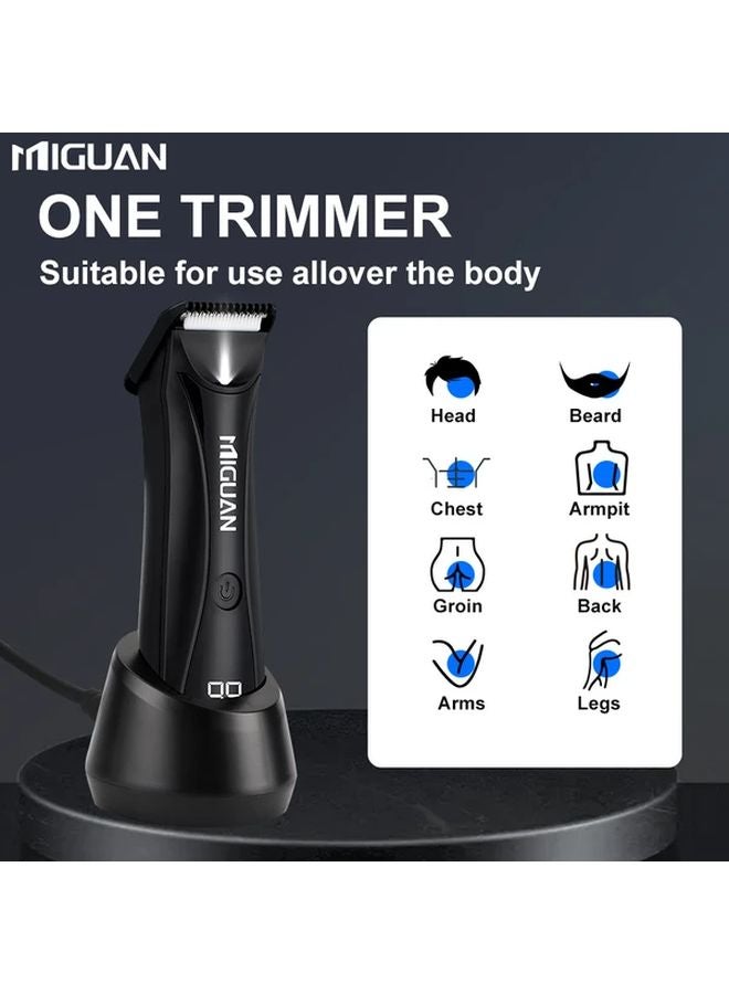 Black Mens Electric Body Groomer Hair Clipper Shaver USB Charging Dock Digital Display Gift Set - Image 2